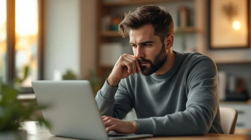 Mann am Schreibtisch lernt online für seine berufliche Neuorientierung in Offenbach